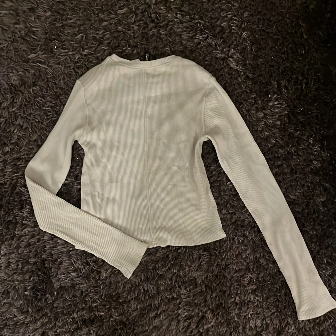 Ribbad ljusbeige långärmad topp H&M - 1