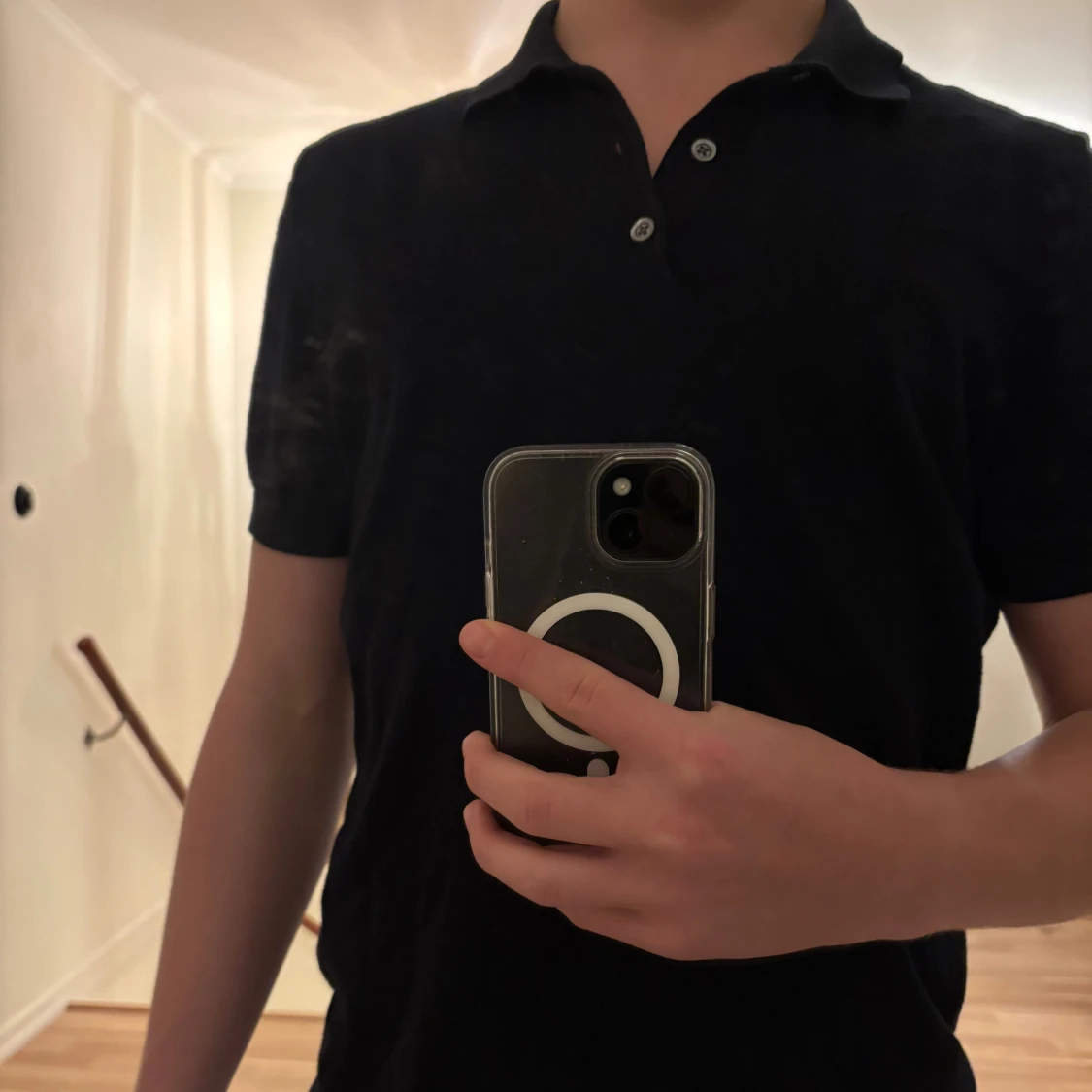 Mörkblå pikétröja Massimo Dutti