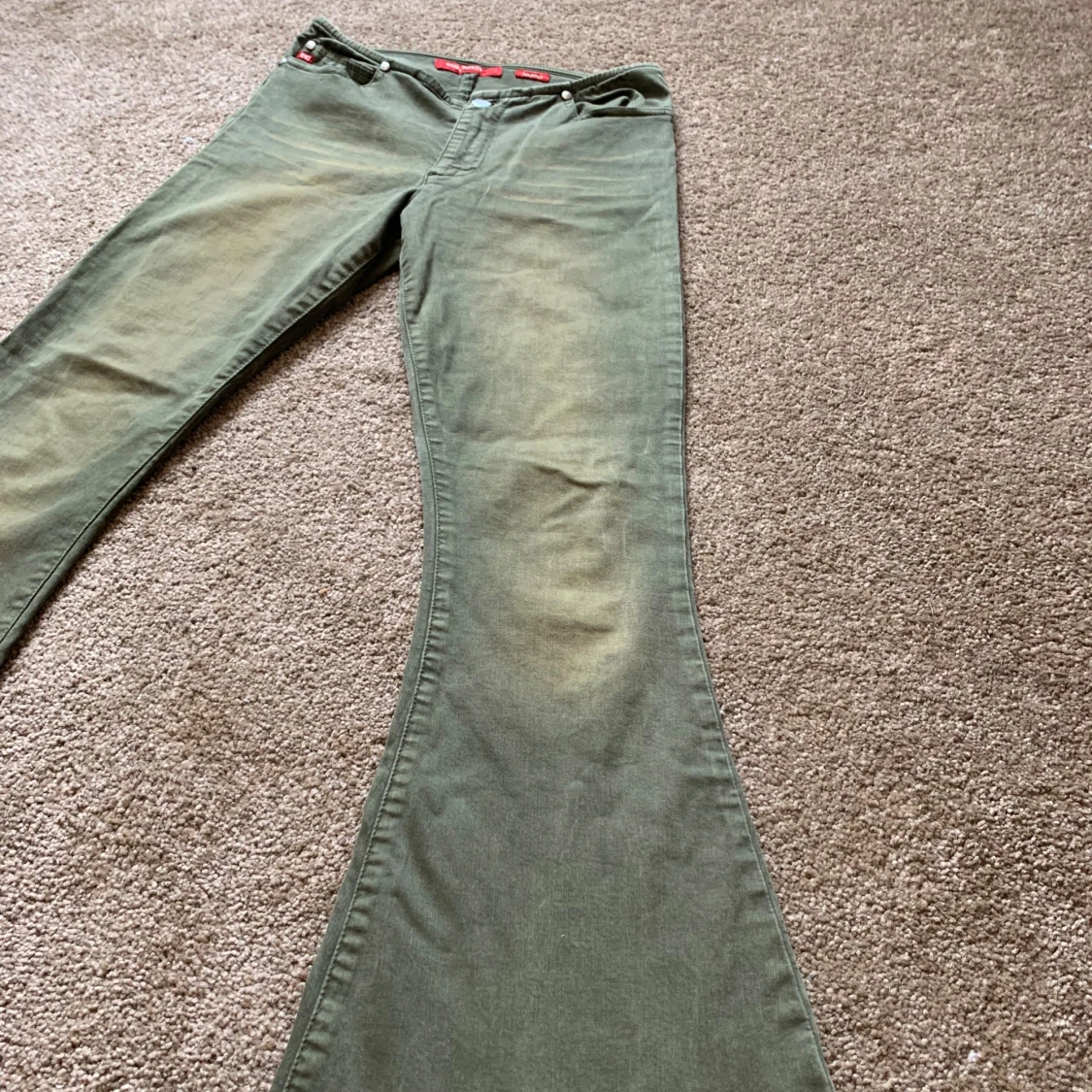 Vintage Miss Sixty khaki utsvängda jeans - 2