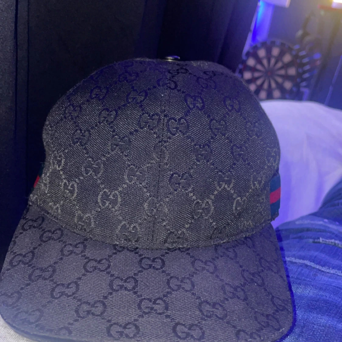 Svart Gucci keps med GG-mönster - 2
