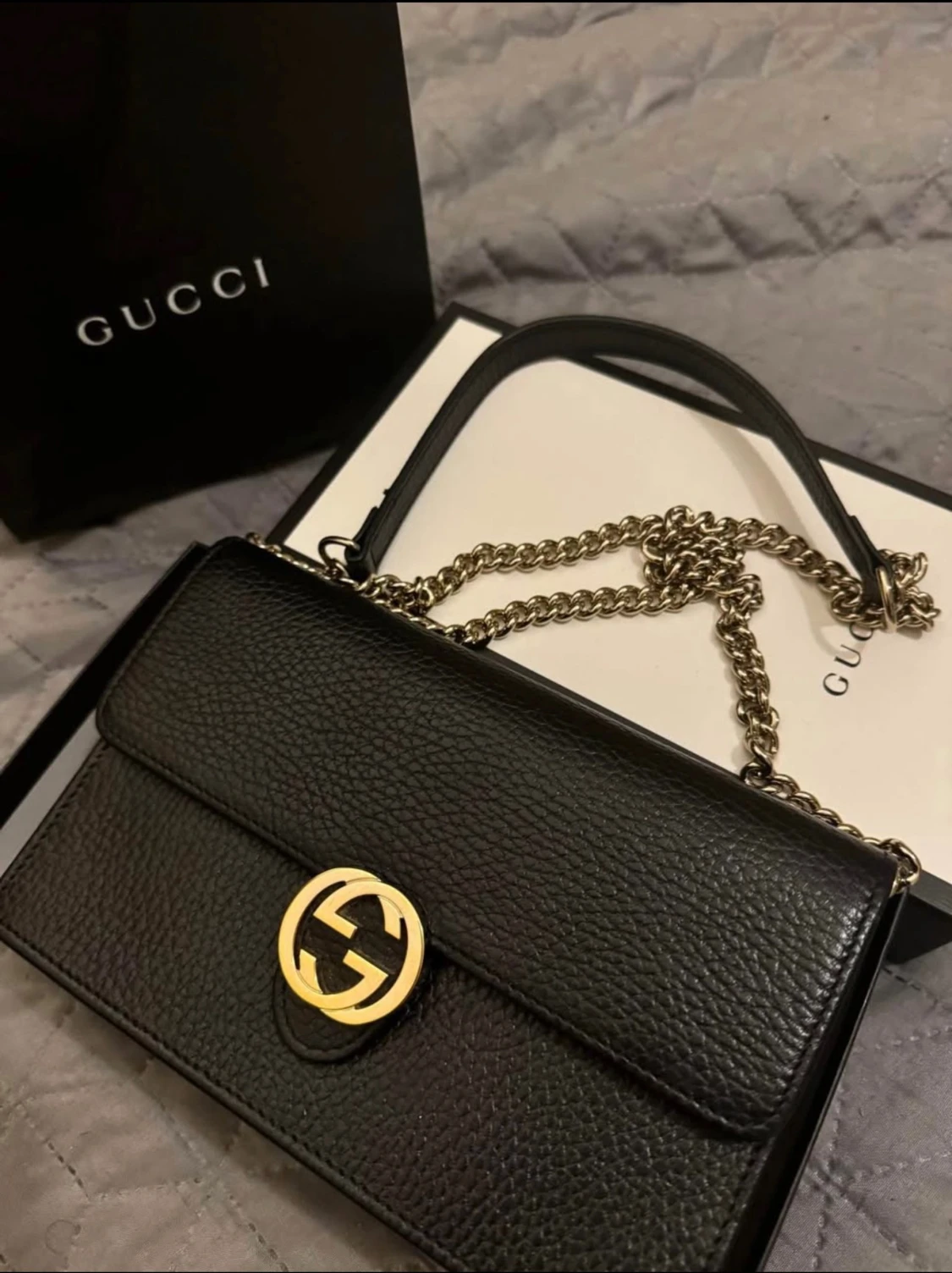 Svart Gucci axelväska i skinn - 2