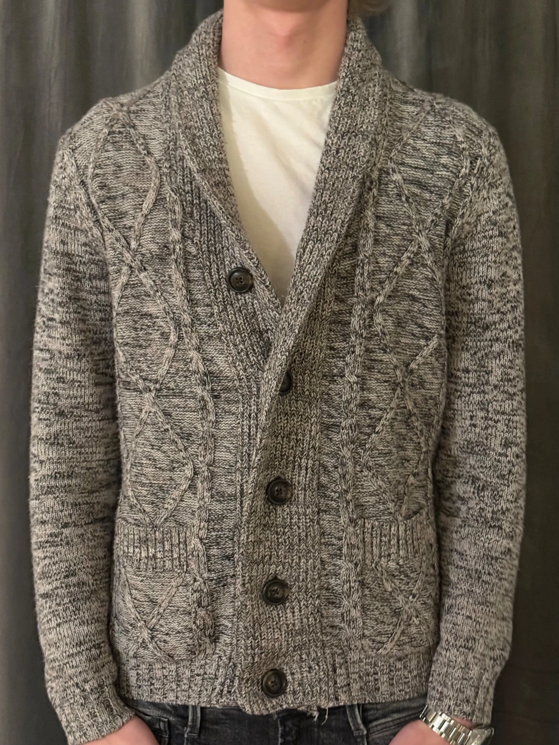 Grå stickad kofta från Tom Tailor - 1