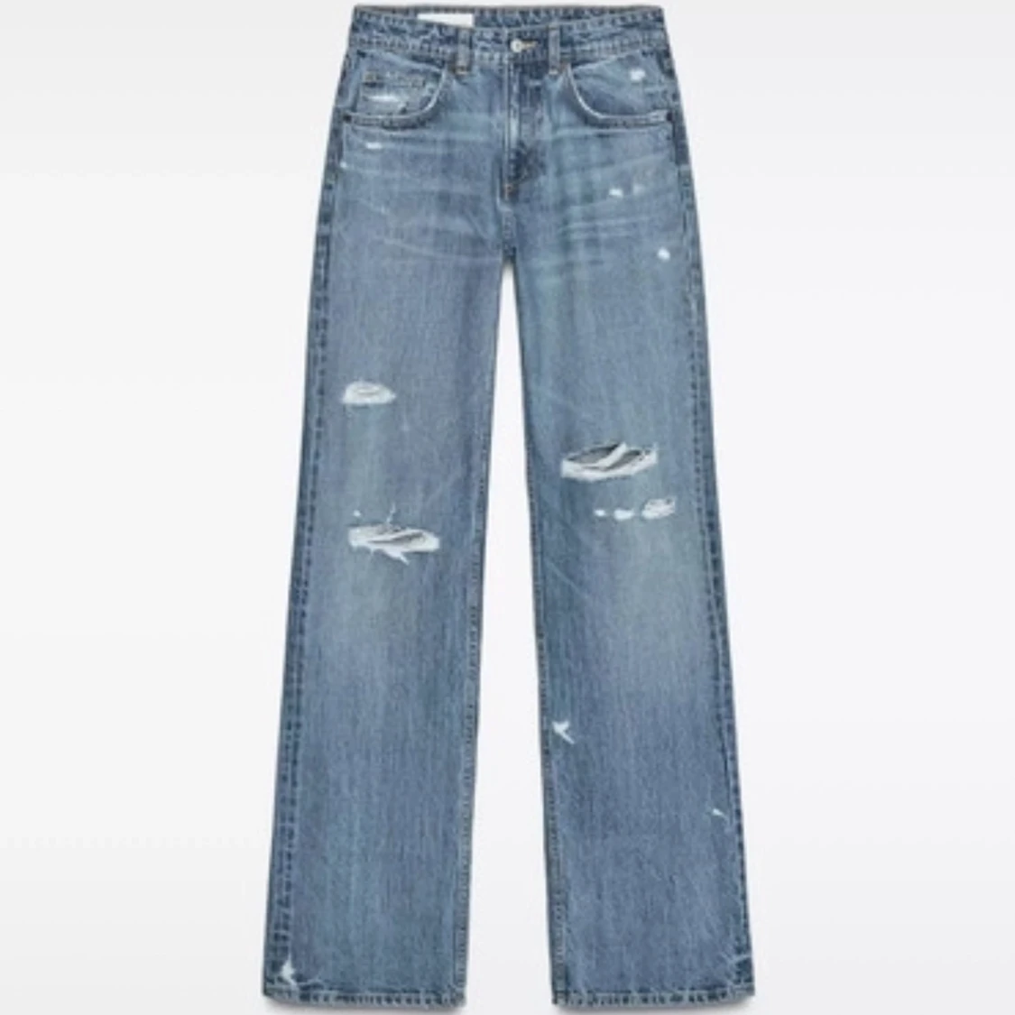 Blå slitna jeans bootcut - 1