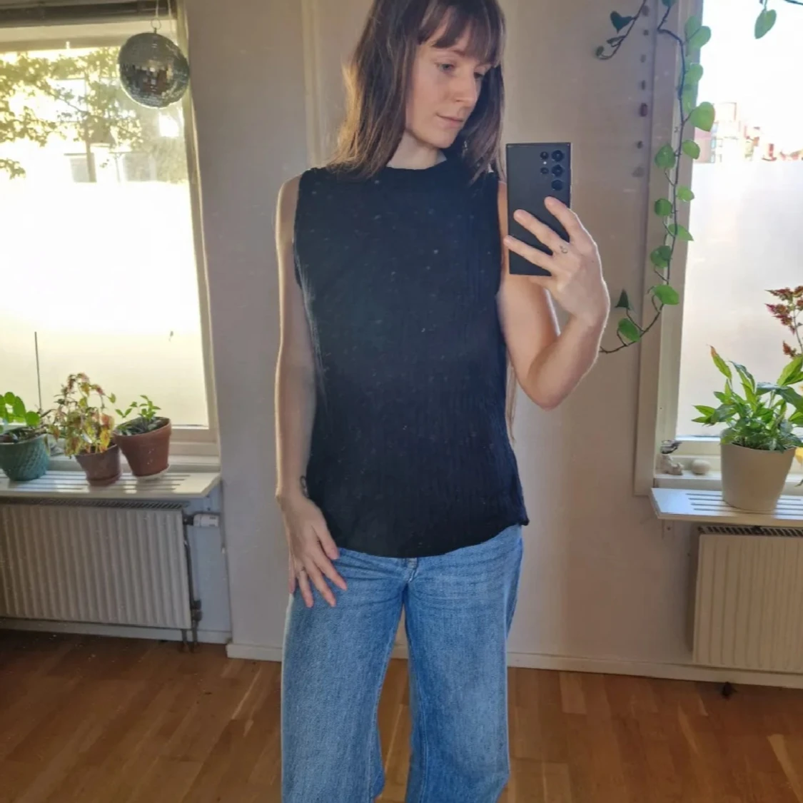 Svart ribbad polotopp - 2