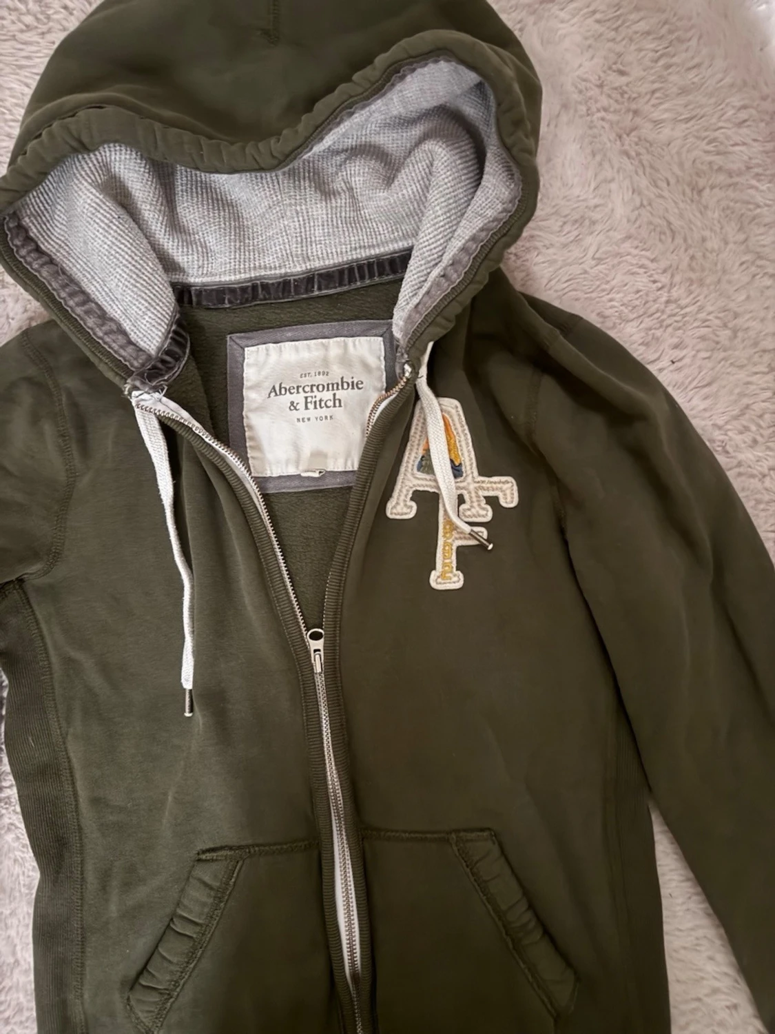 Grön zip up Hoodie Abercrombie & Fitch  - 1