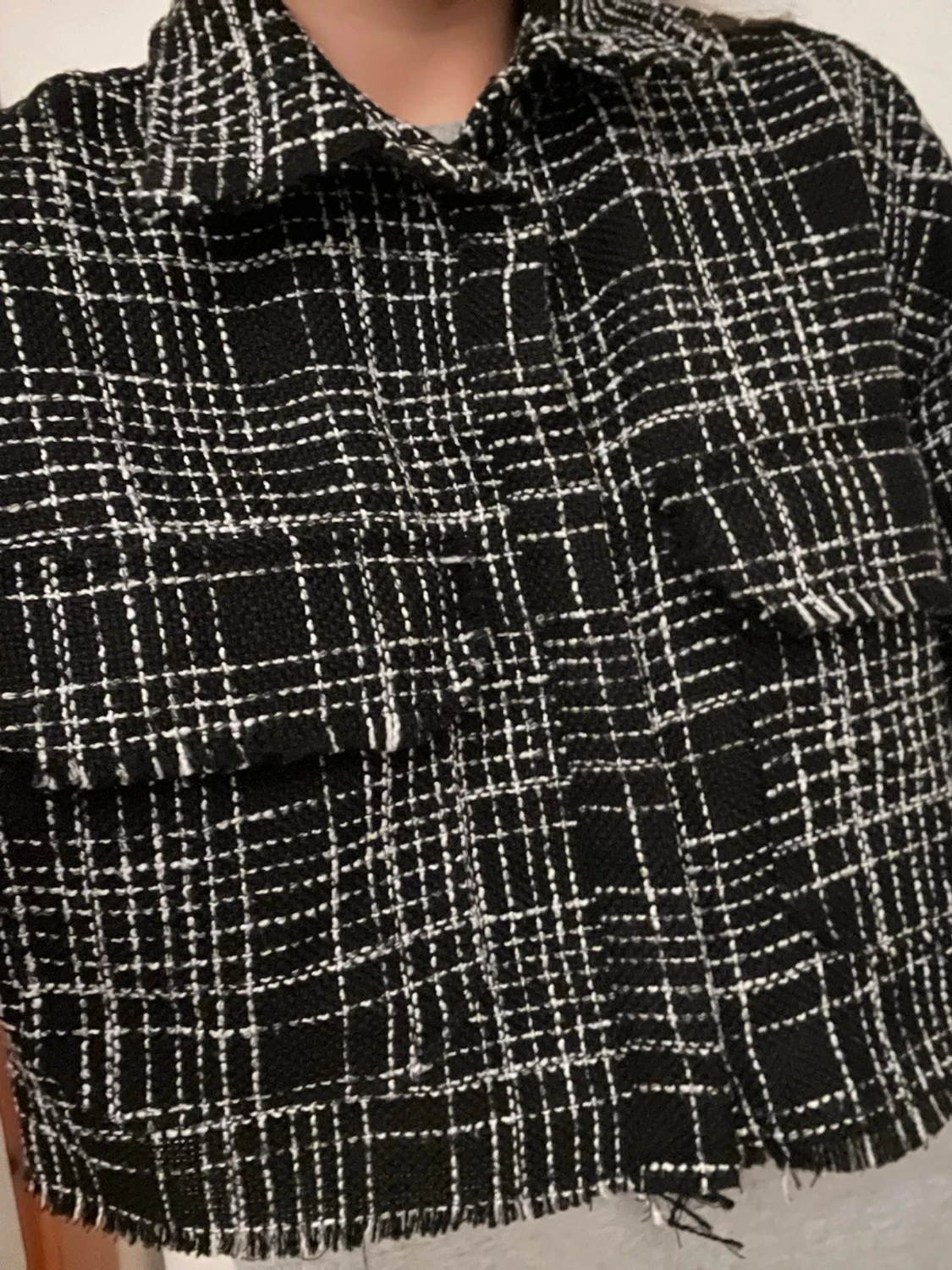 Svartvit rutig tunn jacka  - 3