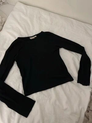 Svart långärmad topp i bomull - En stilren svart långärmad topp med rund halsringning. Modellen är enkel och tight, perfekt att matcha med jeans eller kjol. Tillverkad i mjuk bomull som känns skön mot huden.