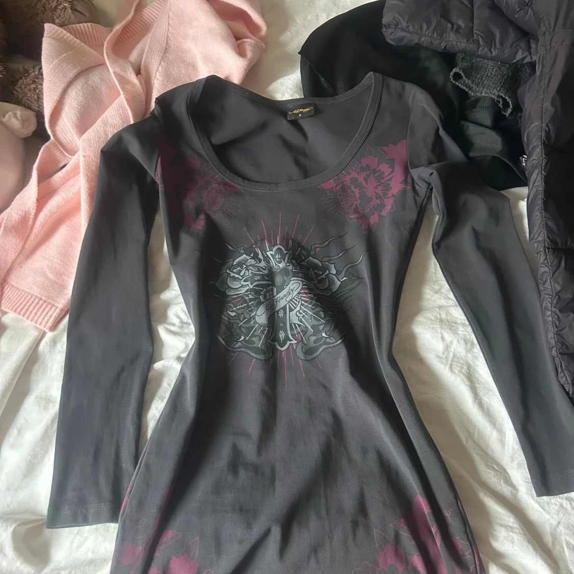 Svart långärmad klänning Don Ed Hardy