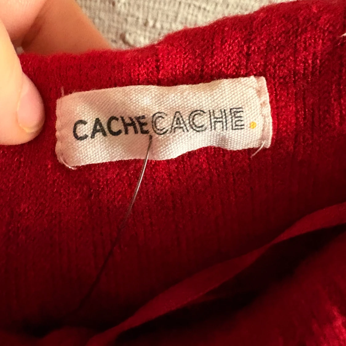 Röd ribbad offshoulder topp Cache Cache - 1