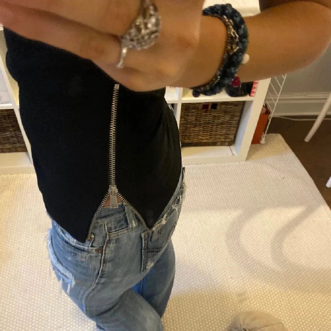 Svart bandeau tubtopp med dragkedja - 2