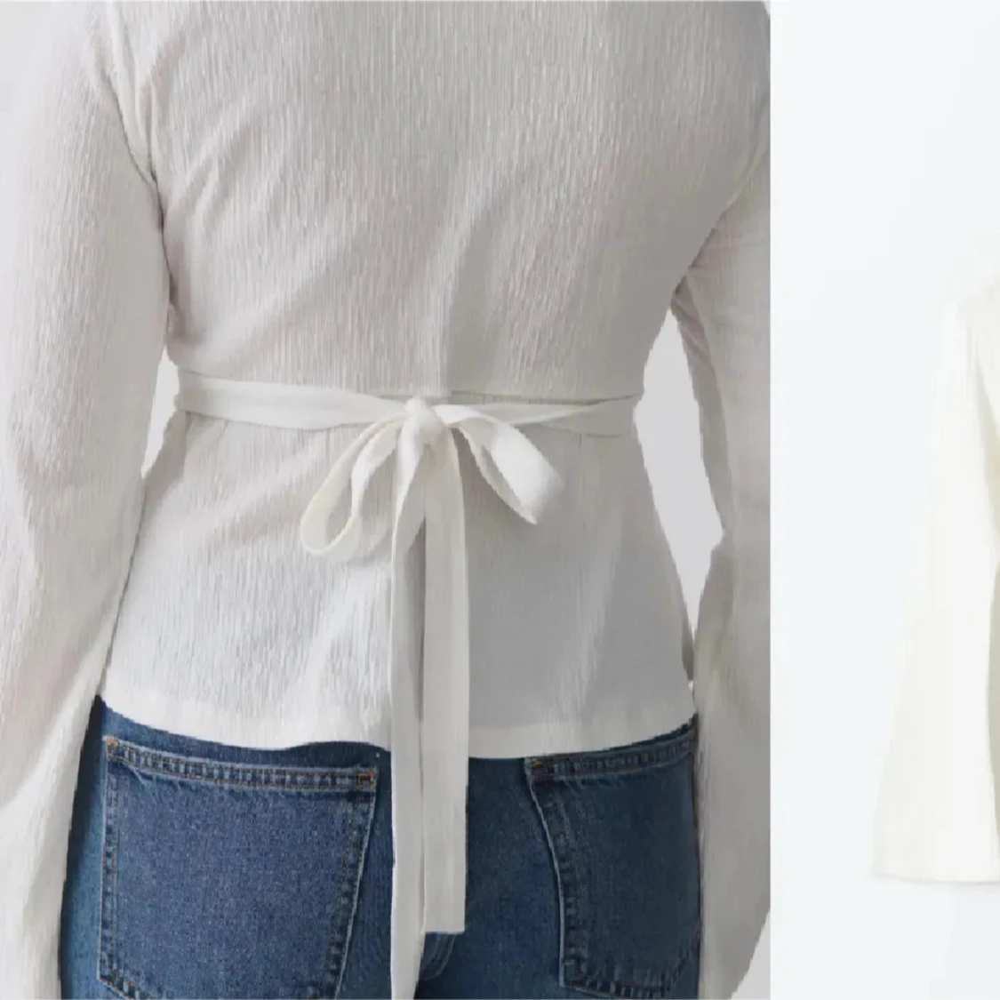Vit omlottopp med knyt i midjan - 1