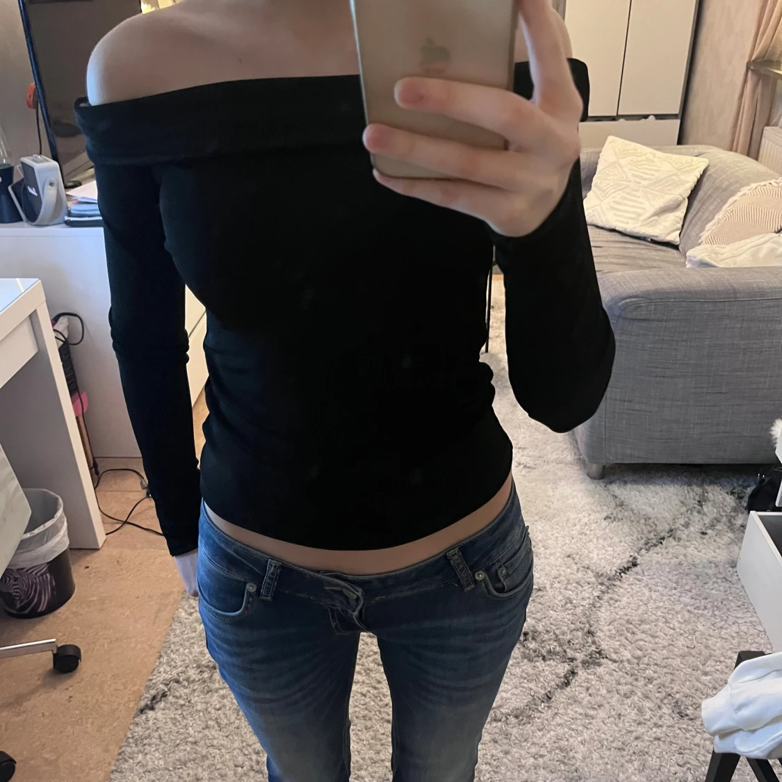 Svart offshoulder topp - 1