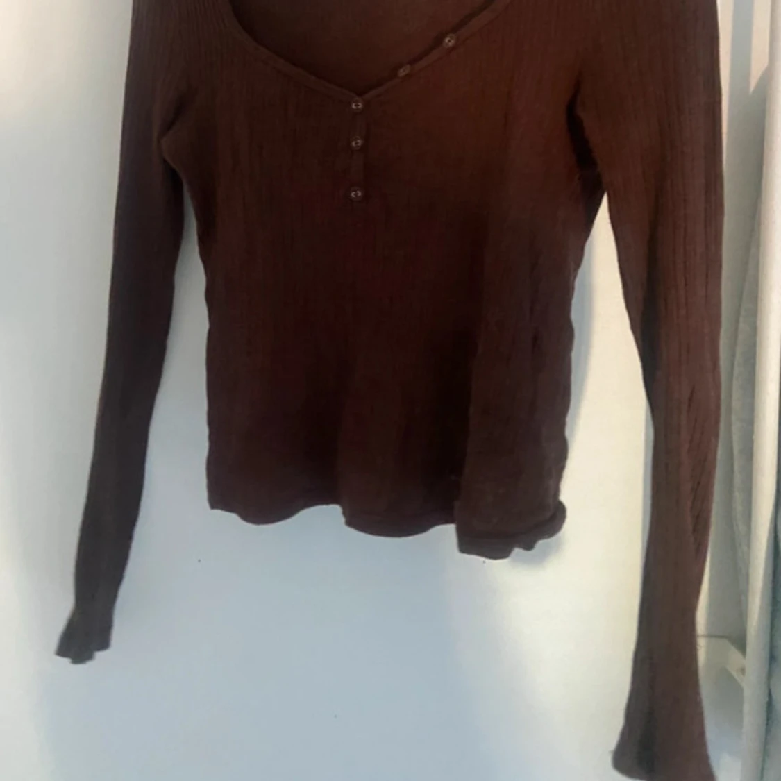 Brun ribbad långärmad topp Pieces - 3