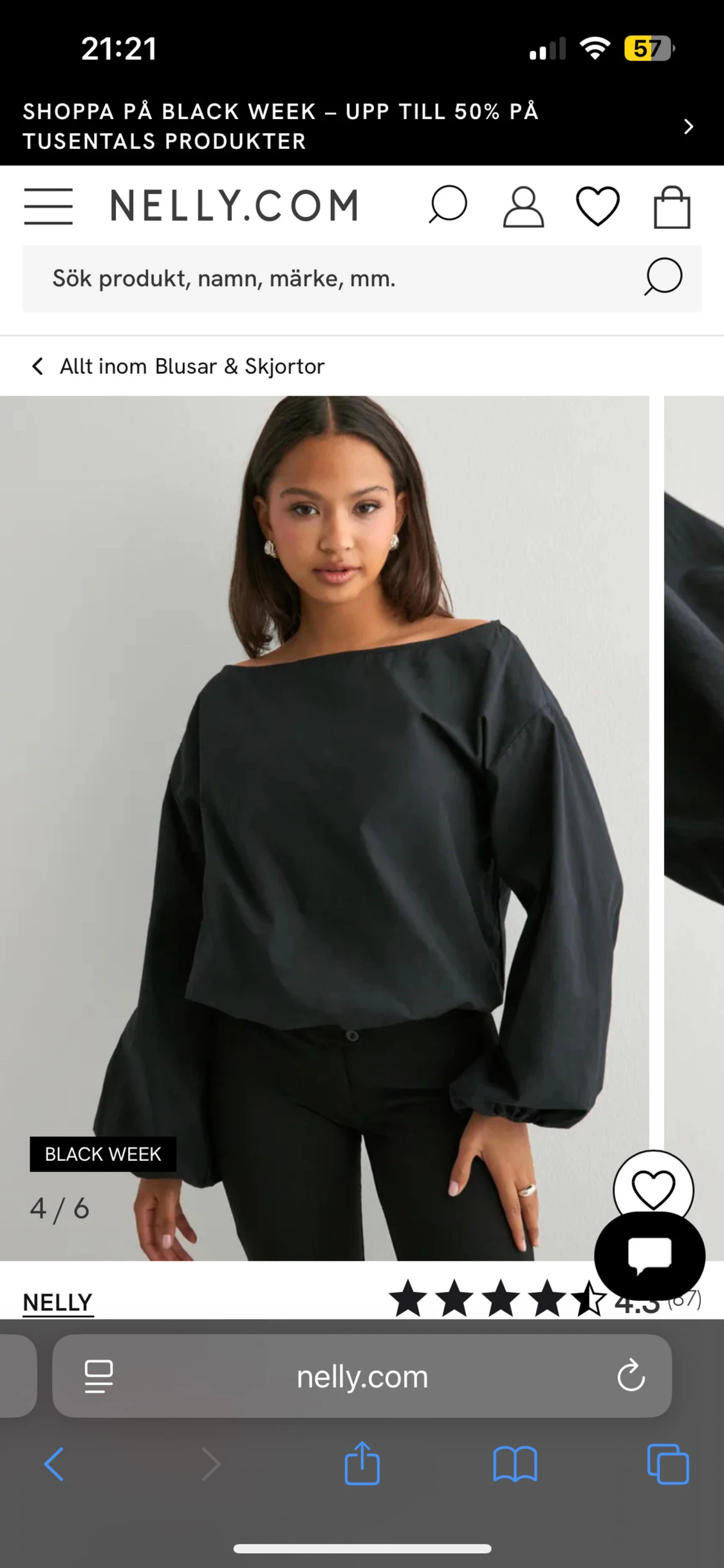 Svart offshoulder blus från Nelly - 1