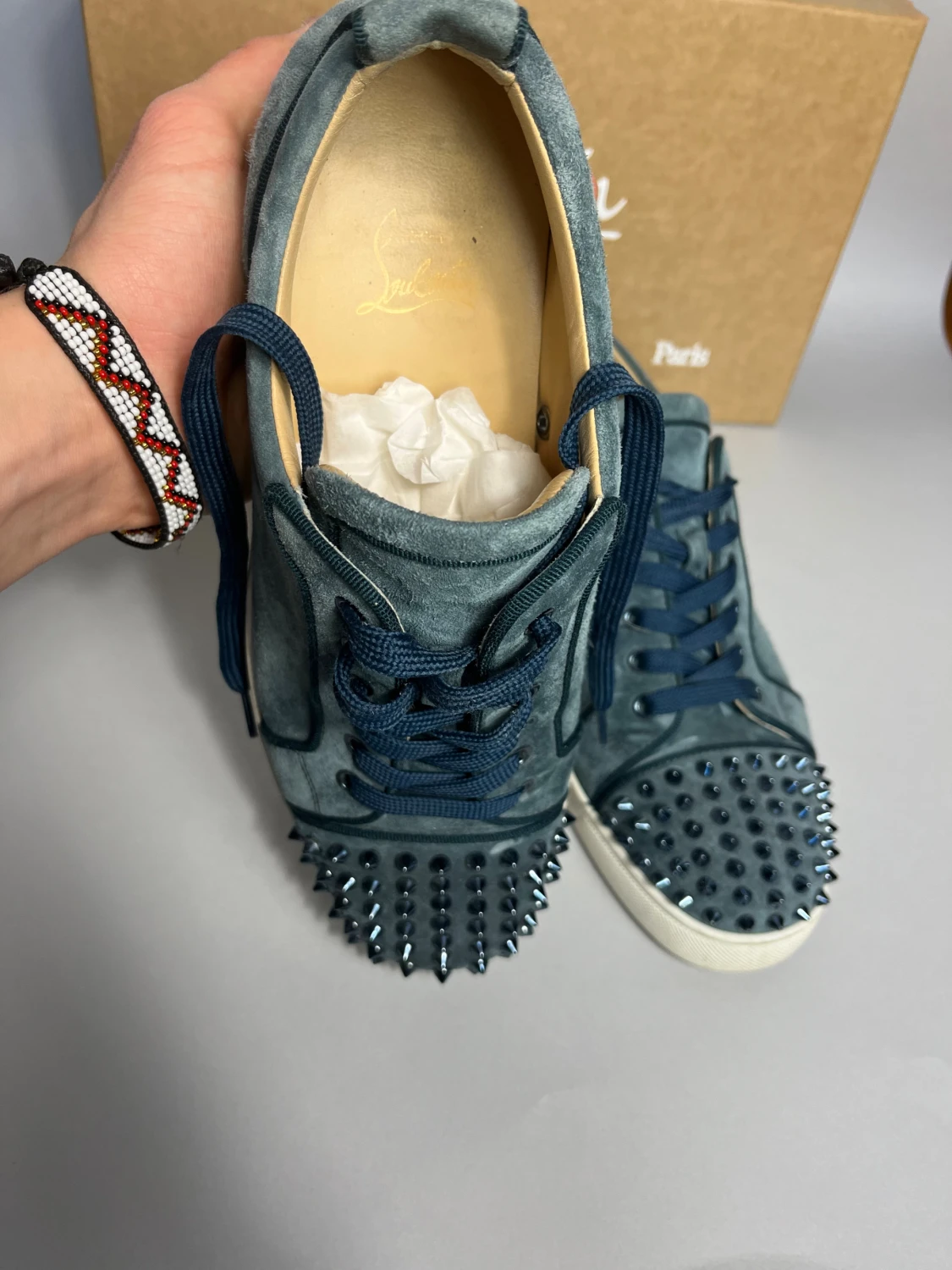 Blå Christian Louboutin sneakers med nitar - 3