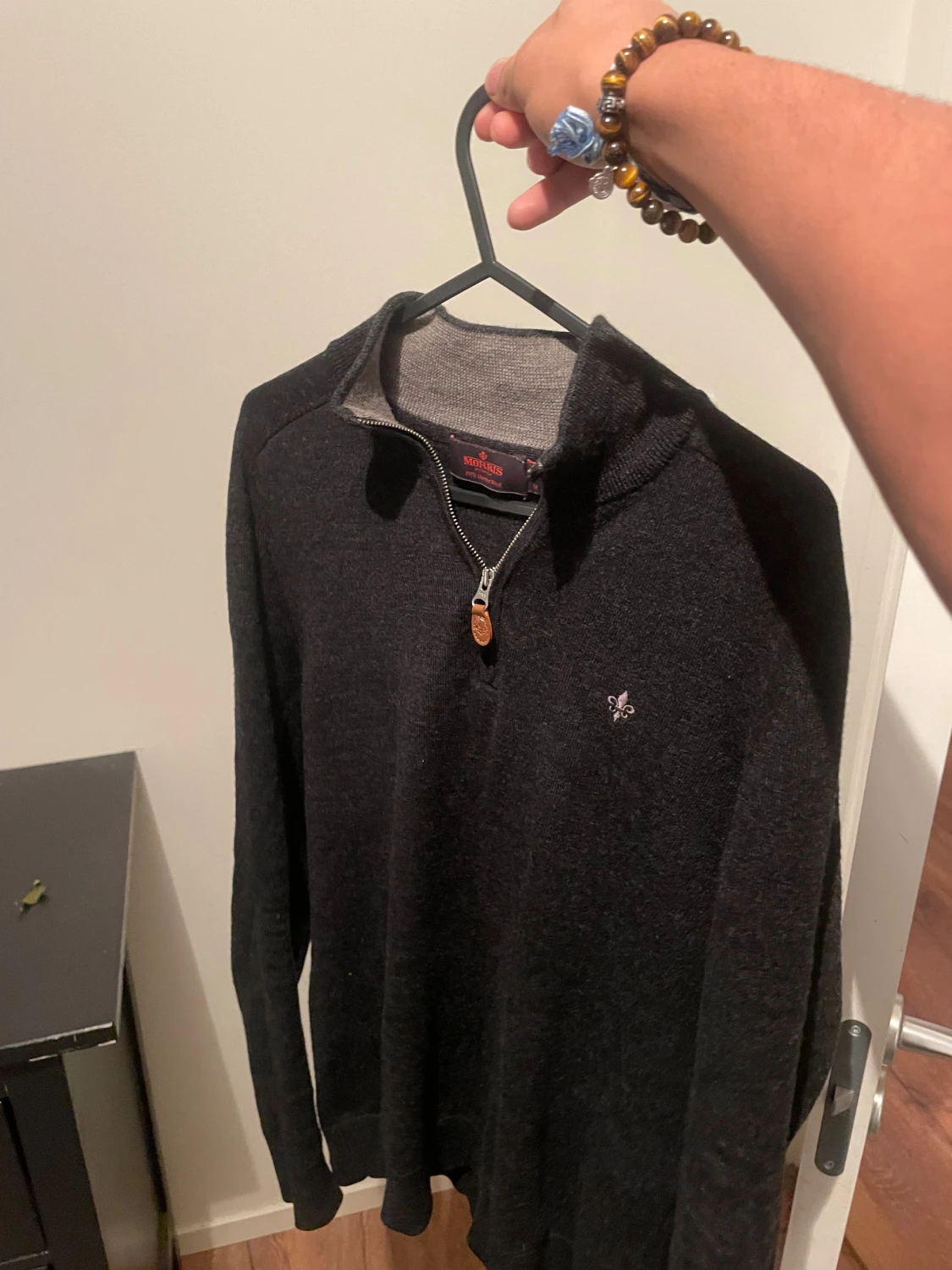 Mörkgrå stickad half zip från Morris XS