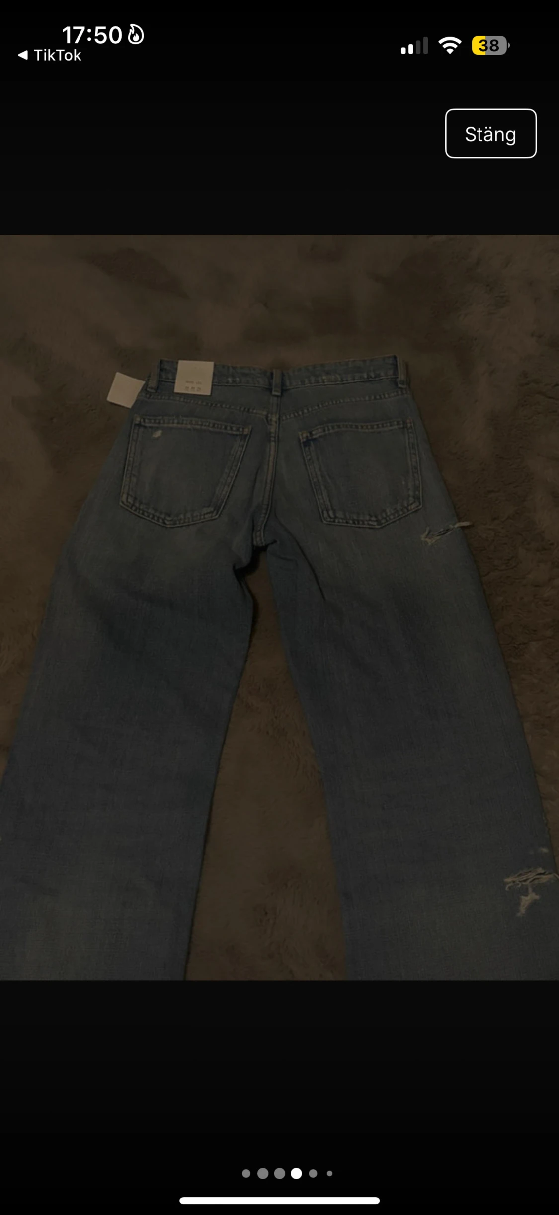 Blå ripped wide jeans från Zara - 2