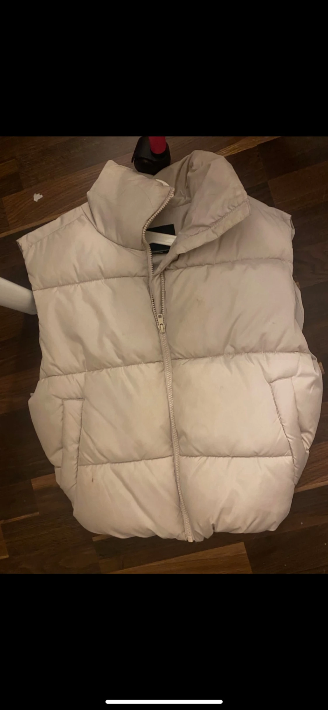 Beige dunväst med dragkedja - 2