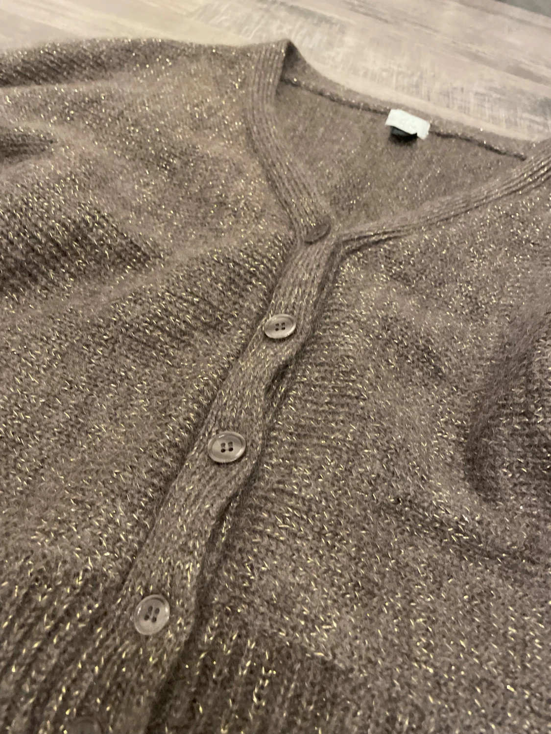 Brun glittrig kofta från H&M - 1