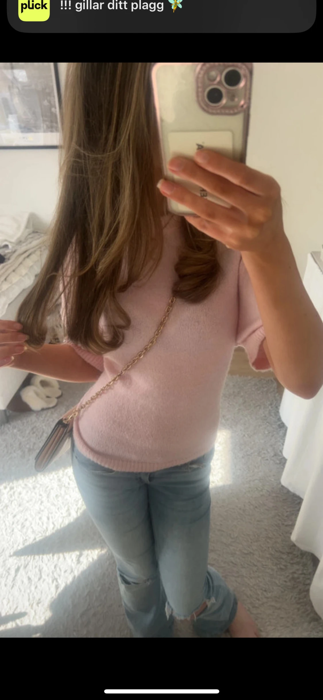 Ljusrosa stickad topp från Gina Tricot