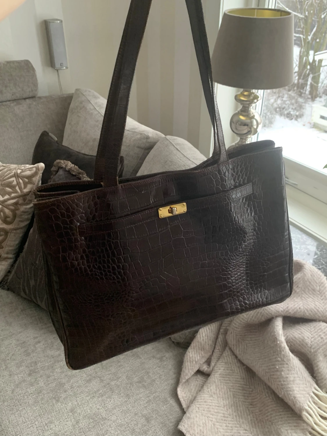 Snygg vintage väska i äkta läder, made in Italy. - 1