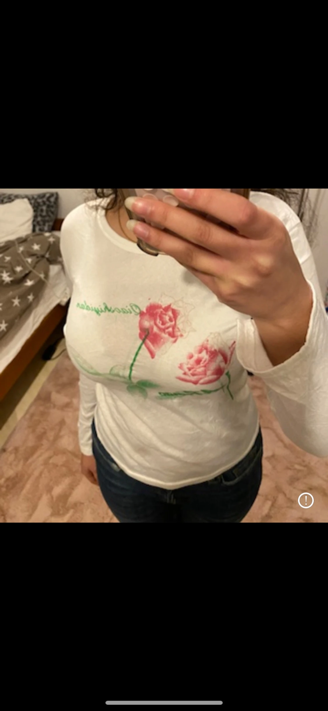 Vit långärmad tröja med rosor - 2