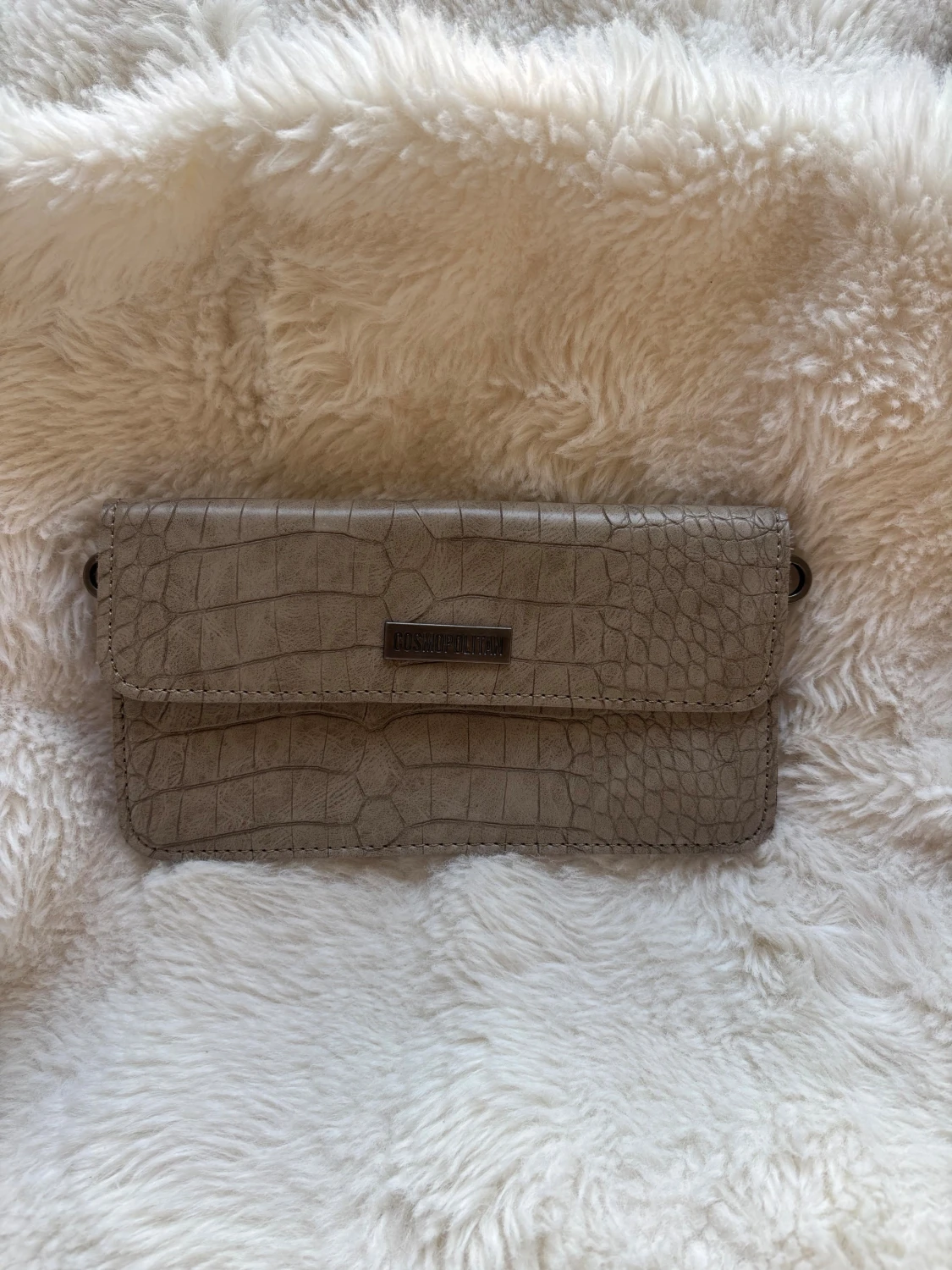 Beige/grå axelväska  - 4