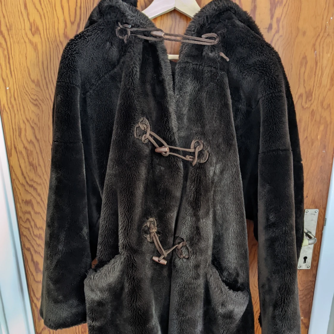 Faux fur jacket jacka hood - 91