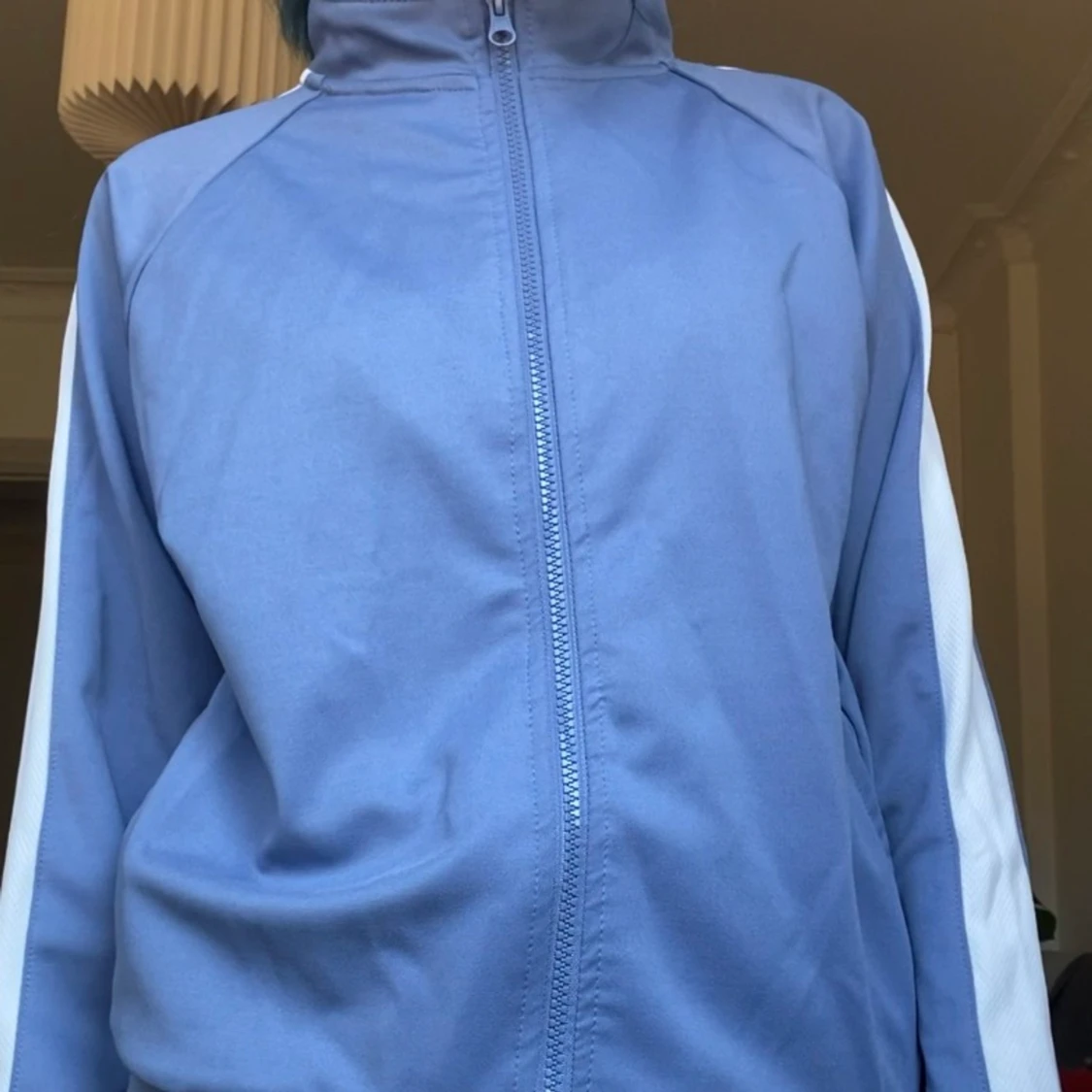 Blå zip tröja  - 90