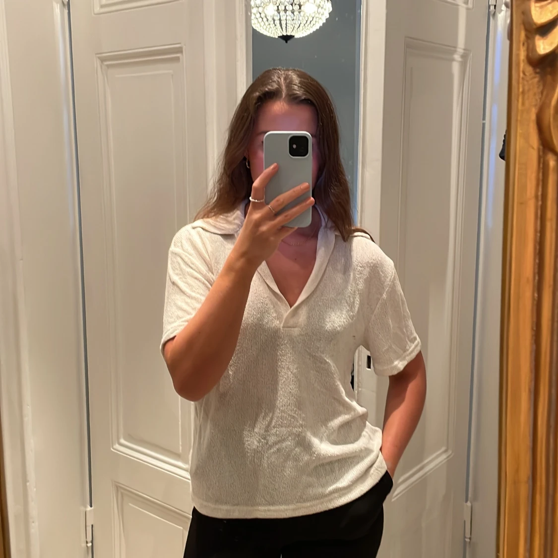 Vit topp med krage - 90