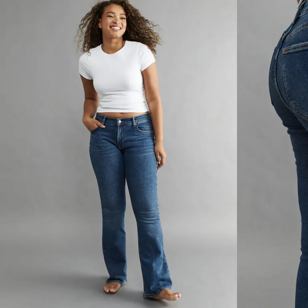 Säljer mina mörkblåa jeans som är i storlek 36. Har använd dom fåtals gånger💕. Jeans & Byxor.