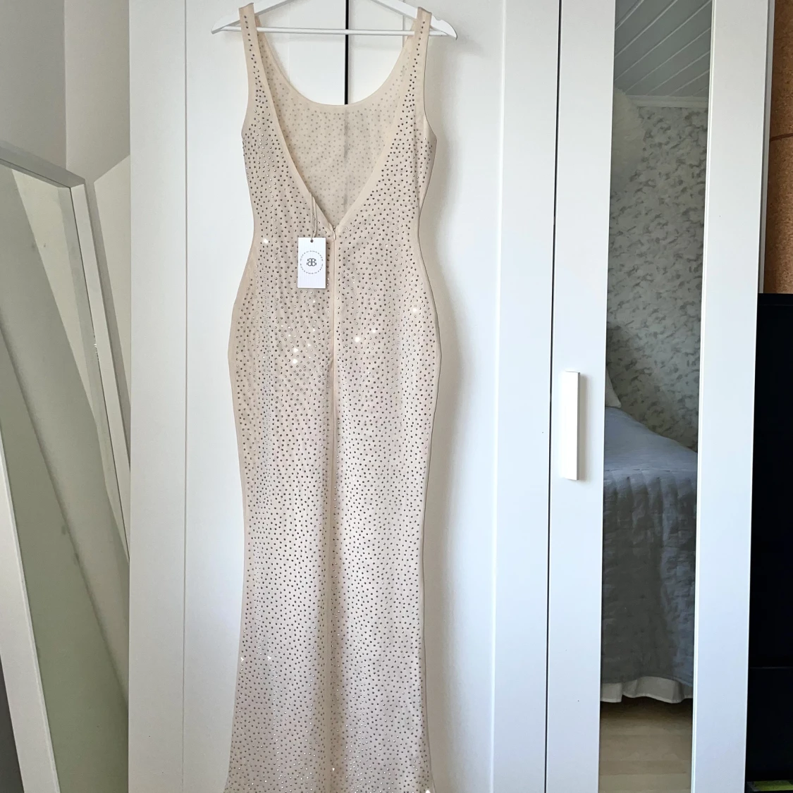 Beige Diamonte Backless Maxidress - 91