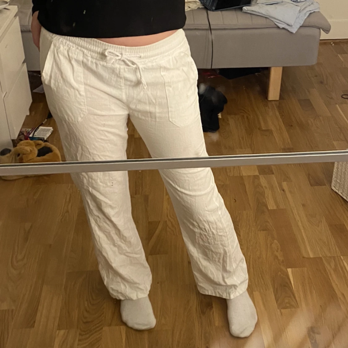 Lågmidjade linnebyxor