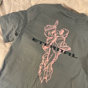 T shirt - En jätte fin ljusblå t-shirt som köptes från manavdeling i H&M. Den passar dock lika bra för både könen!! Den säljs inte längre så passa på! Första och andra bilden är på baksidan medans den sista är på framsidan. Jag har haft på mig den endast en gång :)