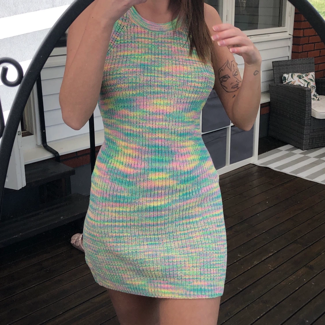 Stickad klänning pastell