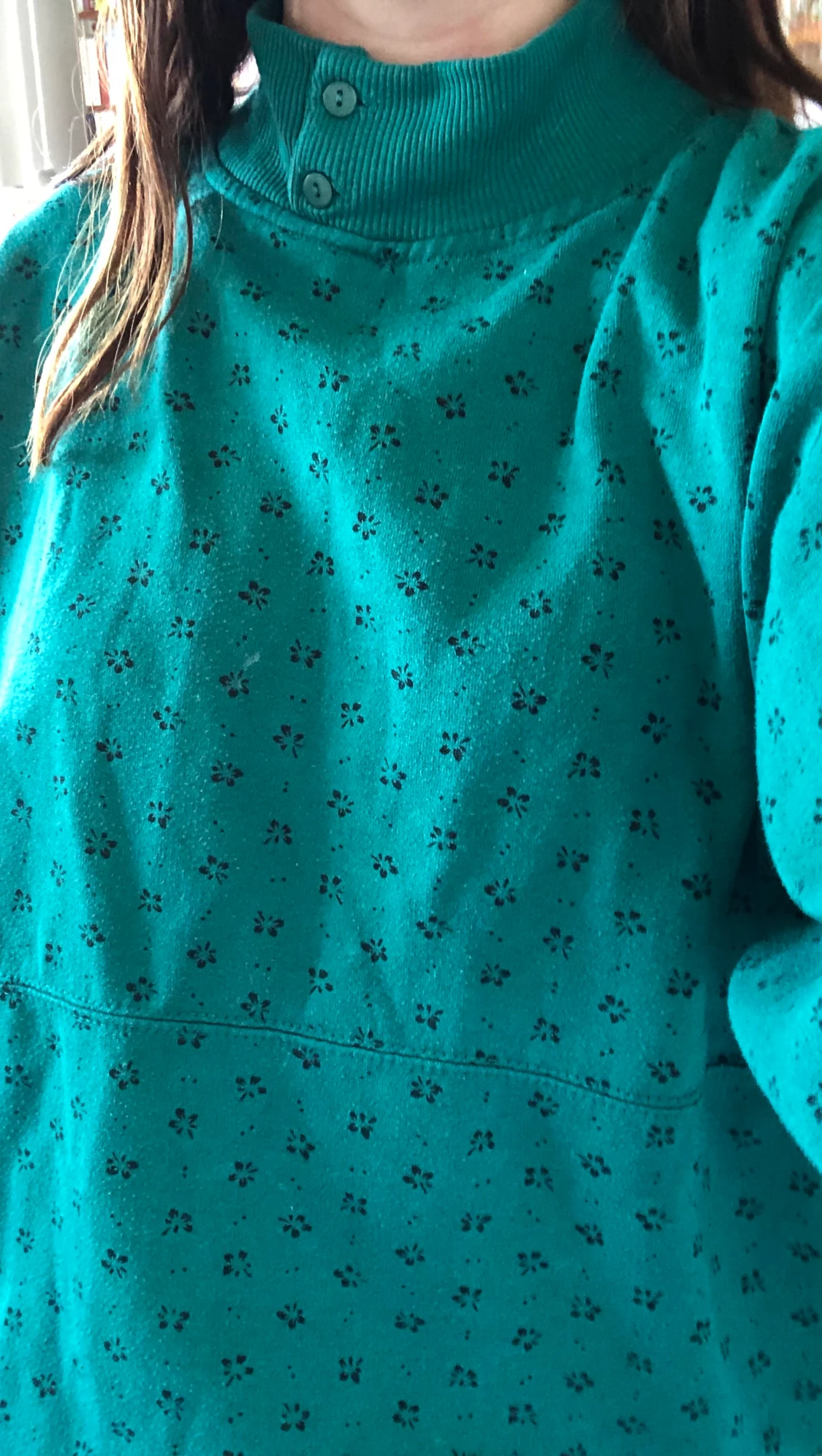 Grön/turkos tröja med lite polokrage - 90