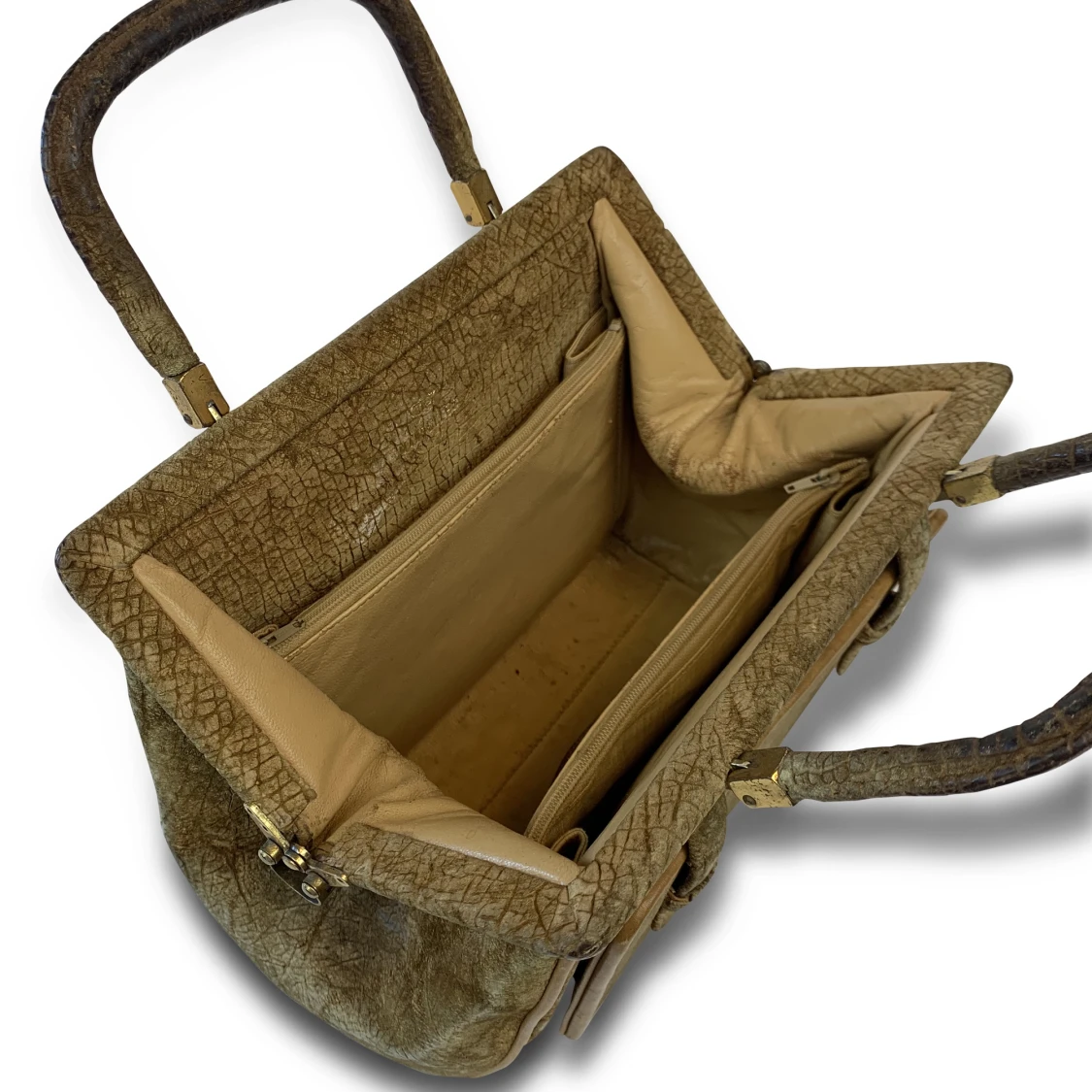 50's Weathered Leather Handbag - 91