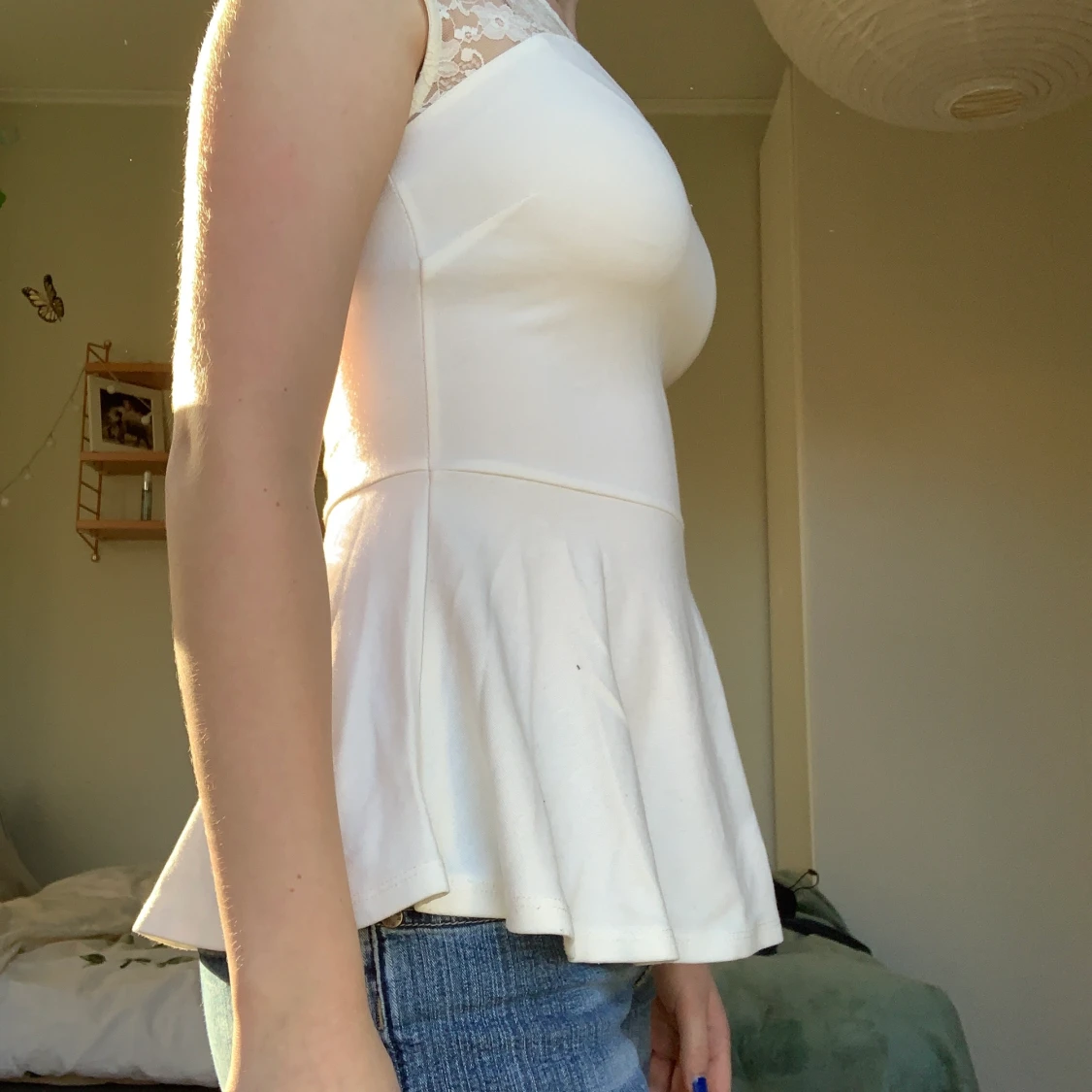 Vit spets tröja - 90