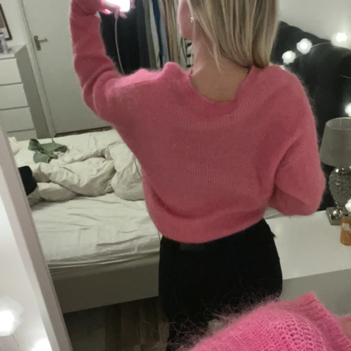 Rosa stickad tröja - 90