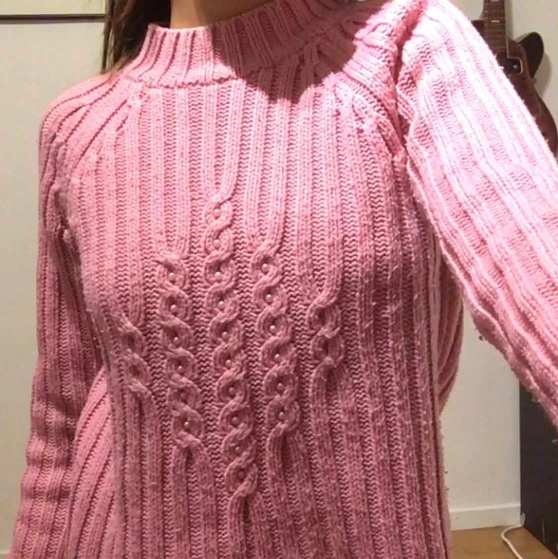 Rosa stickad tröja  - 90