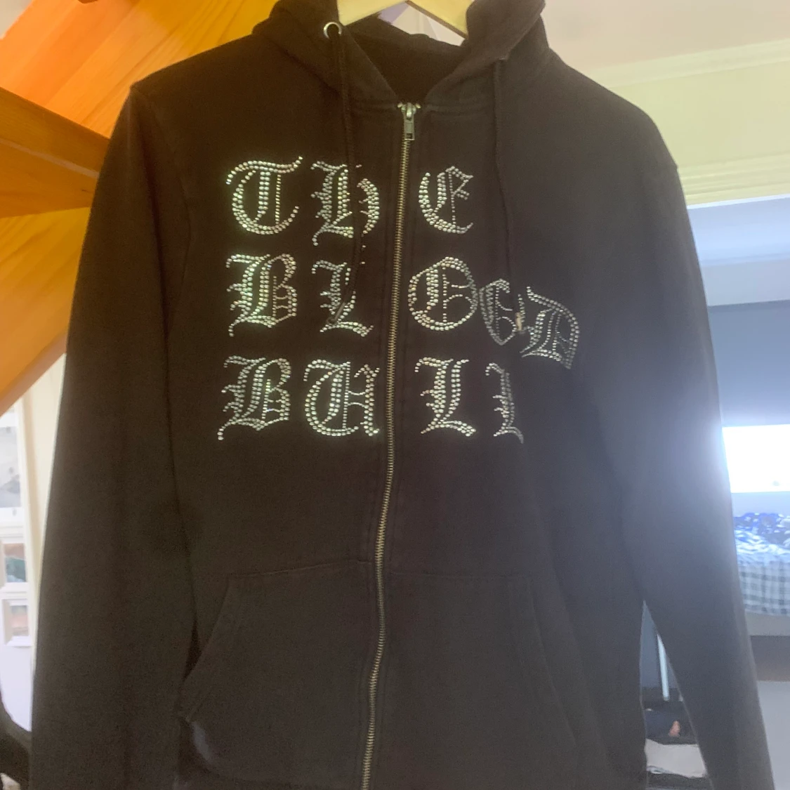 Rhinestone zip hoodie