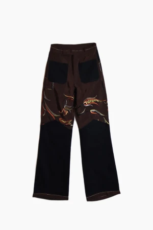 Embroidered Curtain pants - Embroidered Curtain high waist bootcut pants. Embroidered all over High waist. Inspired by 70s pants Tight fit at the top, 29 waist, 32 length