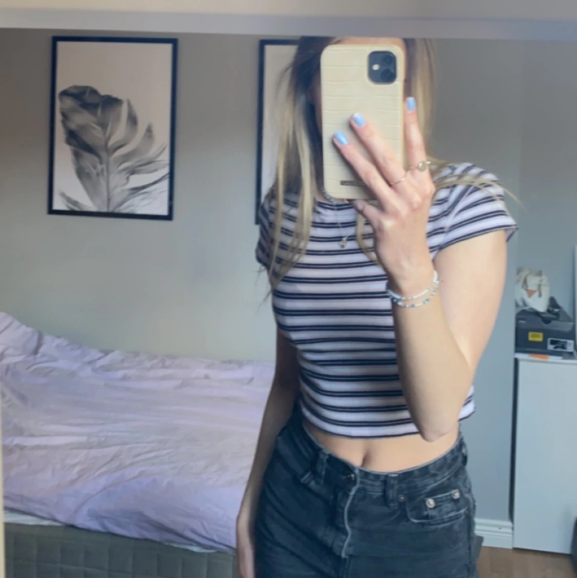 Randig kort top - 90