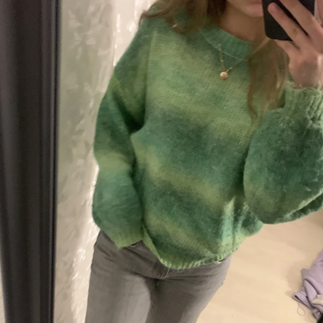 Grön stickad tröja  - 90