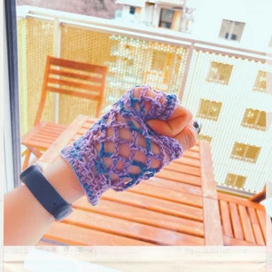 Crocheted fishnet fingerless gloves - Crocheted fishnet fingerless gloves (colorful edition). Handmade. One size, one color, but can customize it to your needs.  Contact this ad if you want a custom order.  Can make anything!
