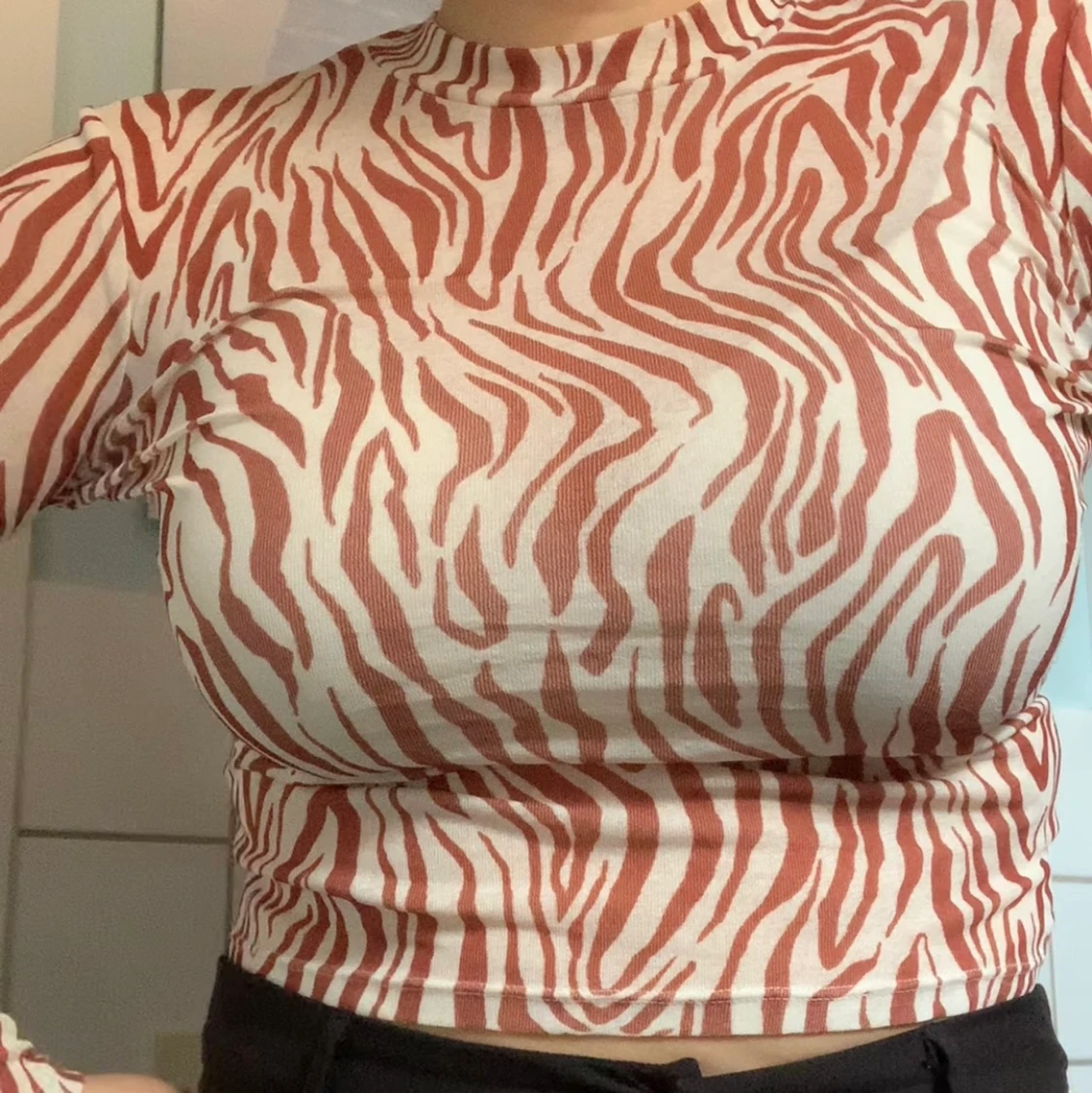 Mesh mönstrad långärmad topp - 90