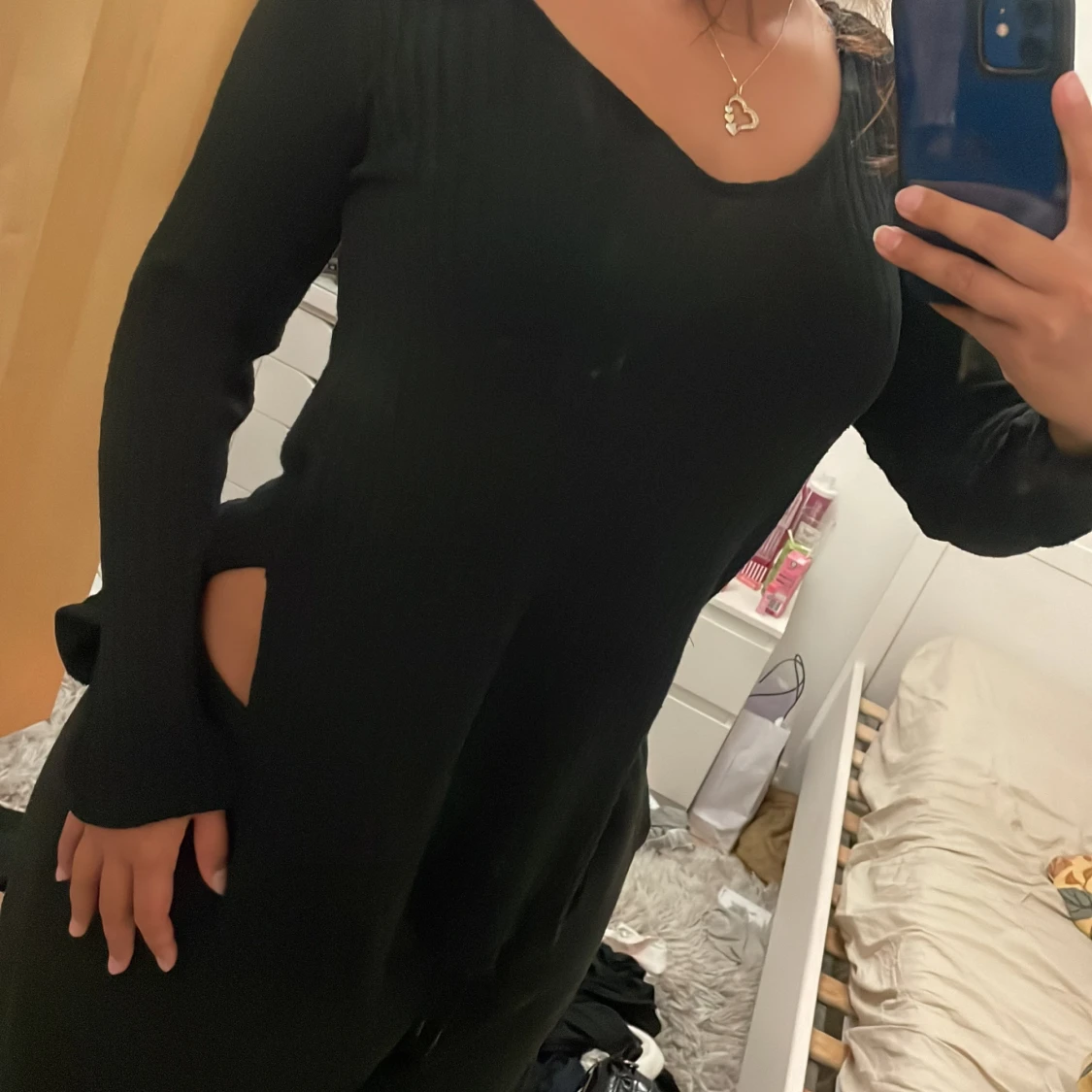 Ribbad tröja med slits - 90