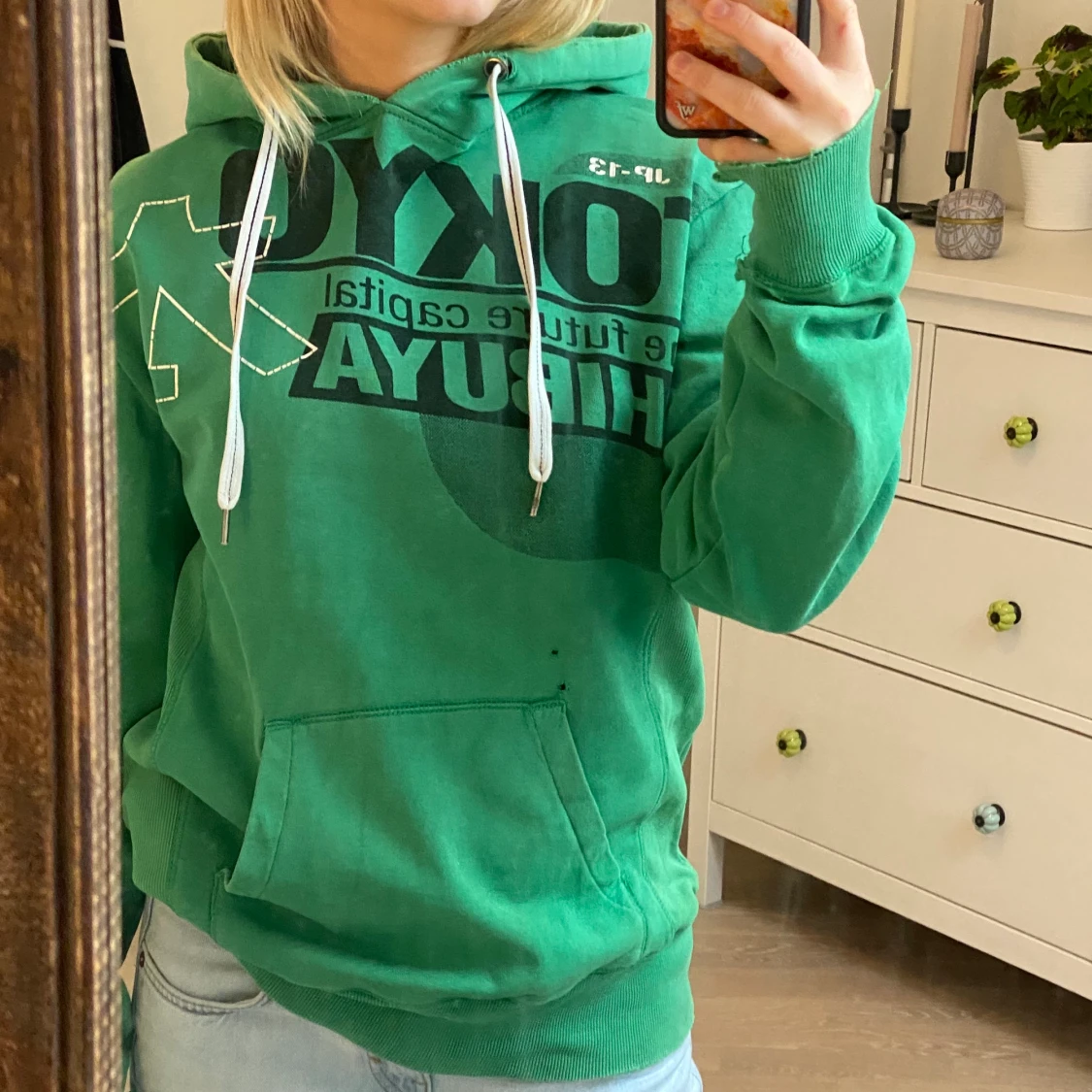 Grön Hoodie med tryck