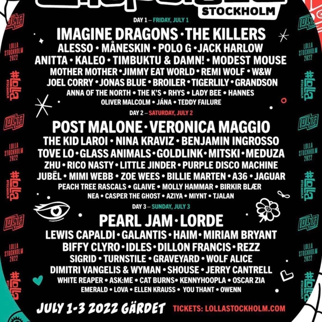 LOLLAPALOOZA 3-DAGARSPASS!! *bästa pris*