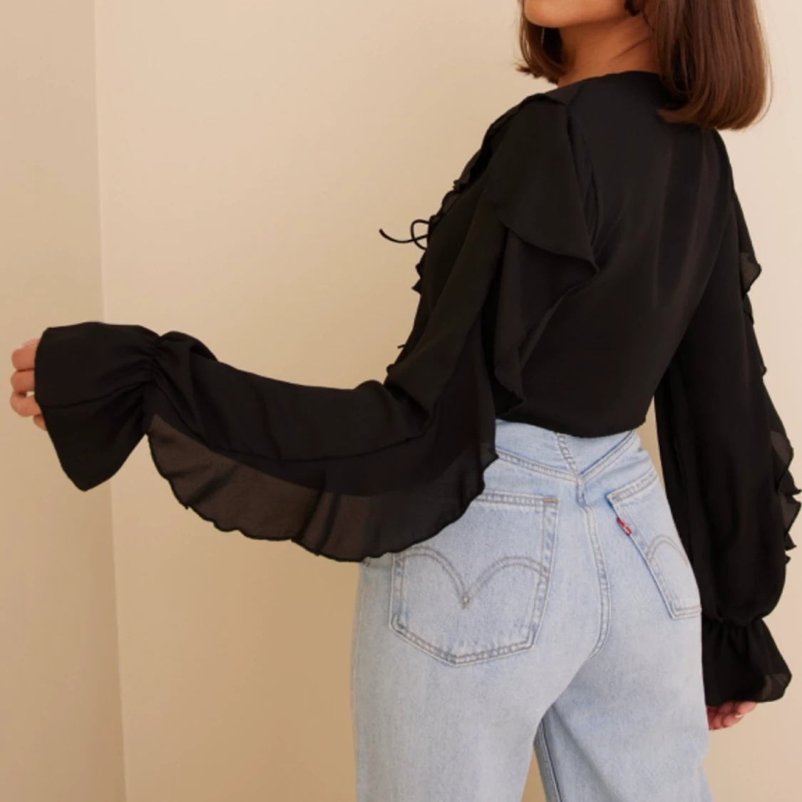 Frill Chiffon Tie Blouse - 90